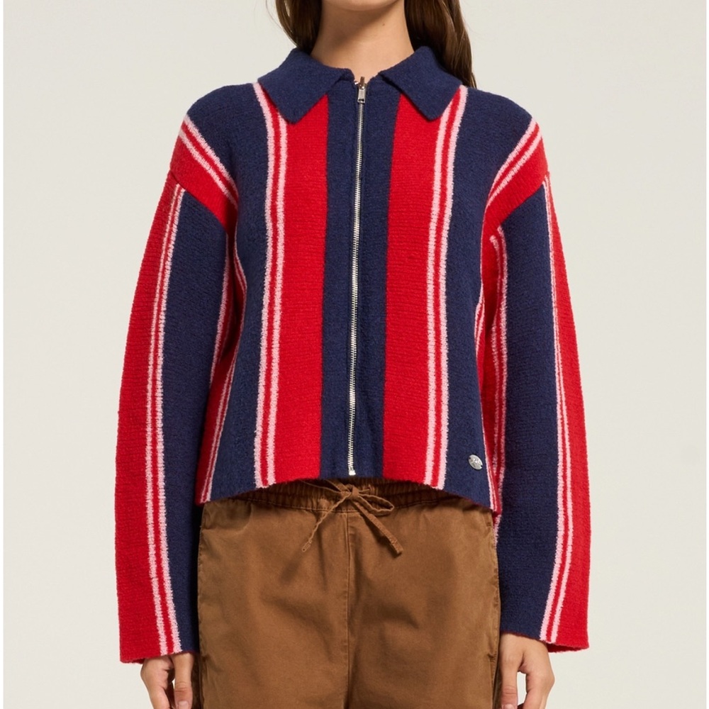 Damson Madder bibi reversible merino wool zip sweater